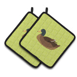 Caroline'S Treasures Khaki Campbell Duck Green Decorated Pot Holder, 7.5 X 7.5