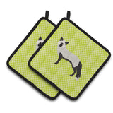Caroline'S Treasures Silver Fox Green Decorated Pot Holder, 7.5 X 7.5