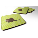 Caroline'S Treasures Eurasian Beaver Green Decorative Coasters, 3.5, Multicolor