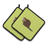 Caroline'S Treasures Eurasian Beaver Green Decorated Pot Holder, 7.5 X 7.5