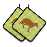 Caroline'S Treasures Red Fox Green Decorated Pot Holder, 7.5 X 7.5