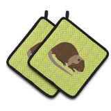 Caroline'S Treasures Coypu Nutria River Rat Green Decorated Pot Holder, 7.5 X 7.5