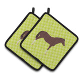 Caroline'S Treasures English Thoroughbred Horse Green Decorated Pot Holder, 7.5 X 7.5