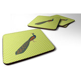 Caroline'S Treasures Indian Peacock Peafowl Green Decorative Coasters, 3.5, Multicolor