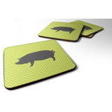 Caroline'S Treasures Berkshire Pig Green Decorative Coasters, 3.5, Multicolor