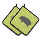 Caroline'S Treasures Berkshire Pig Green Decorated Pot Holder, 7.5 X 7.5