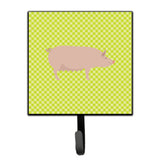 Caroline'S Treasures English Large White Pig Green Wall Hook, Small, Multicolor