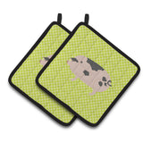 Caroline'S Treasures Gloucester Old Spot Pig Green Decorated Pot Holder, 7.5 X 7.5