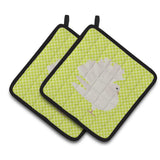 Caroline'S Treasures Silver Fantail Pigeon Green Decorated Pot Holder, 7.5 X 7.5