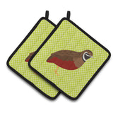 Caroline'S Treasures Chinese Painted Or King Quail Green Decorated Pot Holder, 7.5 X 7.5