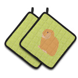 Caroline'S Treasures Holland Lop Rabbit Green Decorated Pot Holder, 7.5 X 7.5