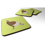 Caroline'S Treasures Bourbon Red Turkey Hen Green Decorative Coasters, 3.5, Multicolor