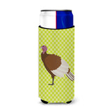 Caroline'S Treasures Bourbon Red Turkey Hen Green Decorative Can Hugger, Slim, Multicolor