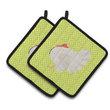 Caroline'S Treasures White Holland Turkey Green Decorated Pot Holder, 7.5 X 7.5
