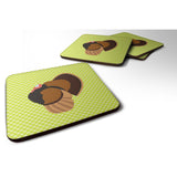 Caroline'S Treasures Bronze Turkey Green Decorative Coasters, 3.5, Multicolor