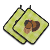 Caroline'S Treasures Bronze Turkey Green Decorated Pot Holder, 7.5 X 7.5