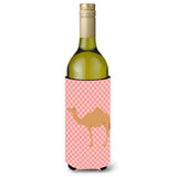 Caroline'S Treasures Arabian Camel Dromedary Pink Check Decorative Bottle Hugger, 750 Ml, Multicolor