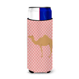 Caroline'S Treasures Arabian Camel Dromedary Pink Check Decorative Can Hugger, Slim, Multicolor