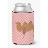 Caroline'S Treasures Bactrian Camel Pink Check Decorative Can Hugger, Multicolor