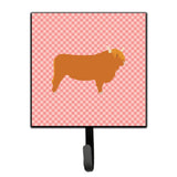 Caroline'S Treasures Highland Cow Pink Check Wall Hook, Small, Multicolor