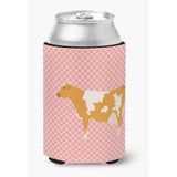 Caroline'S Treasures Guernsey Cow Pink Check Decorative Can Hugger, Multicolor