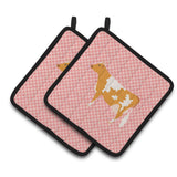 Caroline'S Treasures Guernsey Cow Pink Check Decorated Pot Holder, 7.5 X 7.5