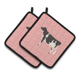 Caroline'S Treasures Holstein Cow Pink Check Decorated Pot Holder, 7.5 X 7.5