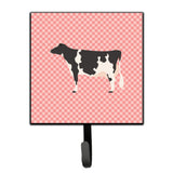 Caroline'S Treasures Holstein Cow Pink Check Wall Hook, Small, Multicolor