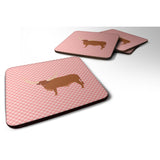 Caroline'S Treasures Ankole-Watusu Cow Pink Check Decorative Coasters, 3.5, Multicolor