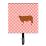 Caroline'S Treasures Ankole-Watusu Cow Pink Check Wall Hook, Small, Multicolor