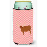 Caroline'S Treasures Ankole-Watusu Cow Pink Check Decorative Can Hugger, Tall Boy, Multicolor