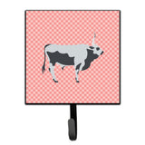 Caroline'S Treasures Hungarian Grey Steppe Cow Pink Check Wall Hook, Small, Multicolor