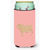 Caroline'S Treasures Charolais Cow Pink Check Decorative Can Hugger, Tall Boy, Multicolor