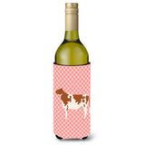 Caroline'S Treasures Ayrshire Cow Pink Check Decorative Bottle Hugger, 750 Ml, Multicolor