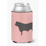 Caroline'S Treasures Black Angus Cow Pink Check Decorative Can Hugger, Multicolor