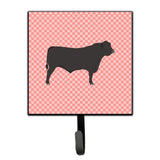 Caroline'S Treasures Black Angus Cow Pink Check Wall Hook, Small, Multicolor