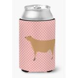 Caroline'S Treasures Jersey Cow Pink Check Decorative Can Hugger, Multicolor