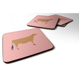 Caroline'S Treasures Jersey Cow Pink Check Decorative Coasters, 3.5, Multicolor