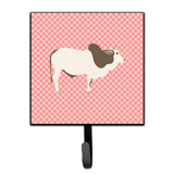 Caroline'S Treasures Malvi Cow Pink Check Wall Hook, Small, Multicolor