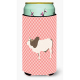 Caroline'S Treasures Malvi Cow Pink Check Decorative Can Hugger, Tall Boy, Multicolor
