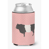 Caroline'S Treasures Belted Galloway Cow Pink Check Decorative Can Hugger, Multicolor