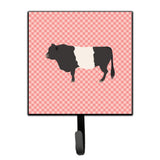 Caroline'S Treasures Belted Galloway Cow Pink Check Wall Hook, Small, Multicolor