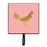 Caroline'S Treasures Frisian Friesian Chicken Pink Check Wall Hook, Small, Multicolor