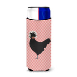 Caroline'S Treasures Polish Poland Chicken Pink Check Decorative Can Hugger, Slim, Multicolor