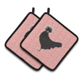 Caroline'S Treasures Polish Poland Chicken Pink Check Decorated Pot Holder, 7.5 X 7.5