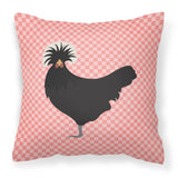 Caroline'S Treasures Bb7834Pw1414 Polish Poland Chicken Pink Check Outdoor Canvas Fabric Decorative Pillow, 14 X 3 X 1