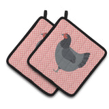 Caroline'S Treasures Jersey Giant Chicken Pink Check Decorated Pot Holder, 7.5 X 7.5