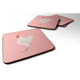 Caroline'S Treasures German Langshan Chicken Pink Check Decorative Coasters, 3.5, Multicolor
