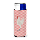 Caroline'S Treasures German Langshan Chicken Pink Check Decorative Can Hugger, Slim, Multicolor