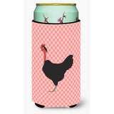 Caroline'S Treasures Naked Neck Chicken Pink Check Decorative Can Hugger, Tall Boy, Multicolor